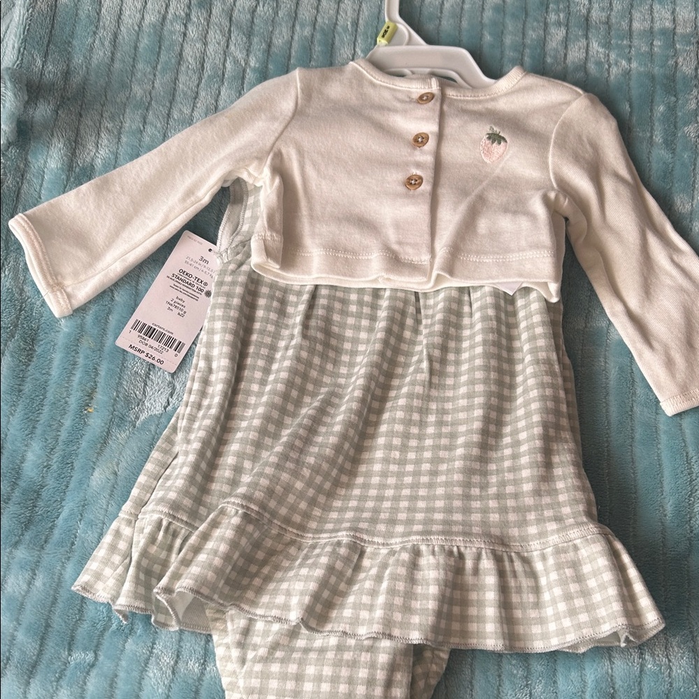 Carter's White and Gray Gingham Dress Set